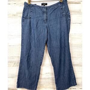 Talbots Womens 6 Blue Signature Denim Sailor Cropped Jeans Coastal Preppy